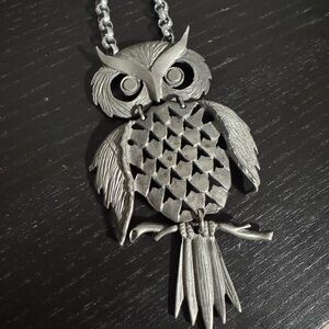 Silver Owl Pendant Necklace